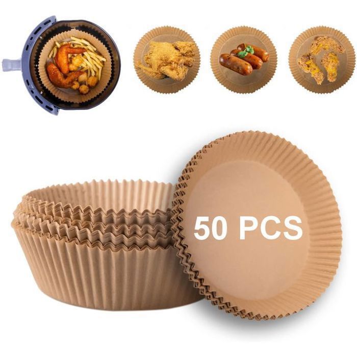 Lot de 50 Papier cuisson pour Air Fryer Anti-adhésif qualité alimentaire