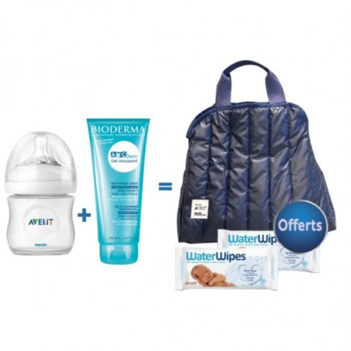 Pack Biberon Natural 125ml+ ABC Derm Moussant 200ml + Un sac et 2 Paquets de Lingettes offerts