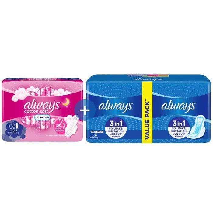 Pack Promo Always Duo Pack Ultra 3en 1 + Single Pack Douceur Coton Nuit