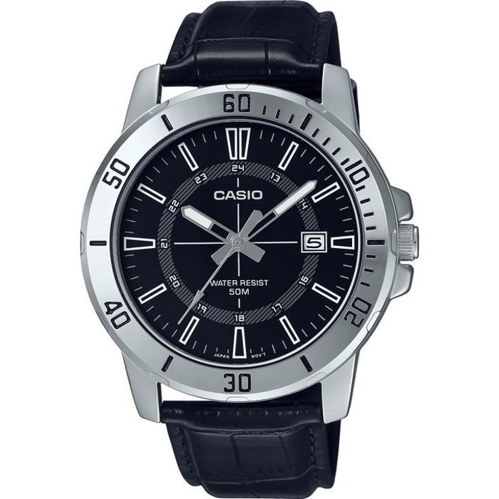 Casio - Style classique ou sport la MTP-VD01L-1CV en bracelet cuir noir