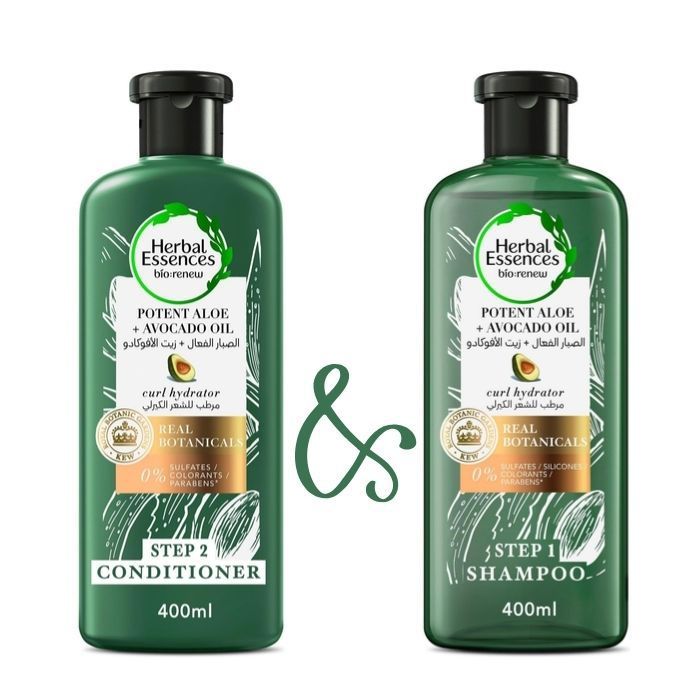 Pack Promo Herbal Essences Sans Sulfate Avocat et Aloe Shampoing - 400ml + Après-Shampoing - 400ml