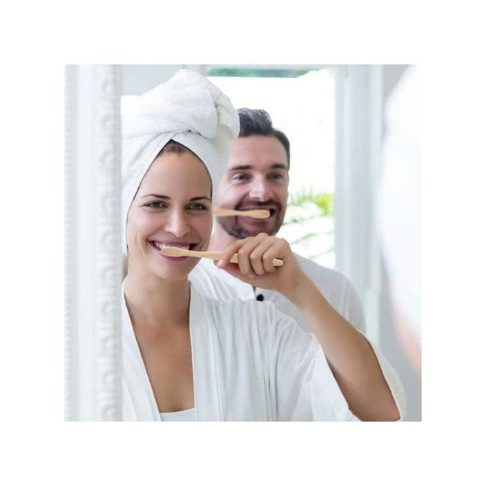Brosse à dents de bois bambou charbon poils doux écologique soins buccaux