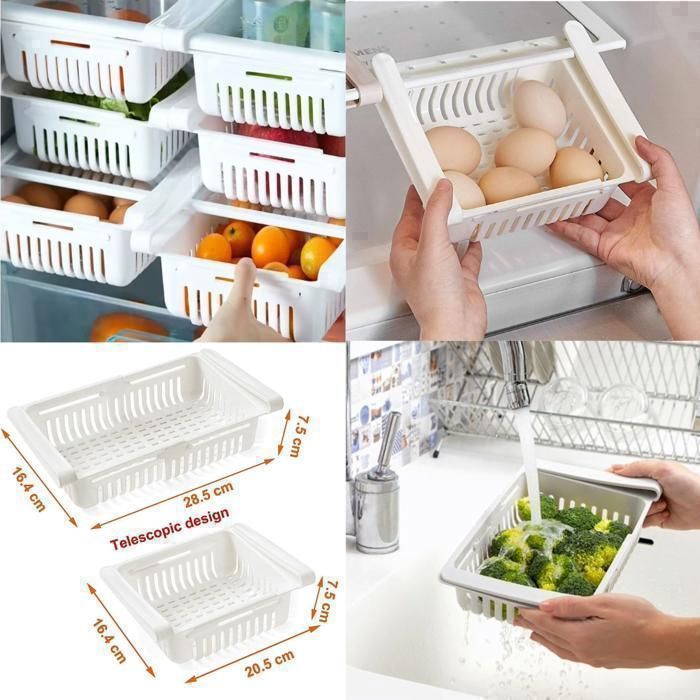 Panier de rangement extensible pour réfrigérateur