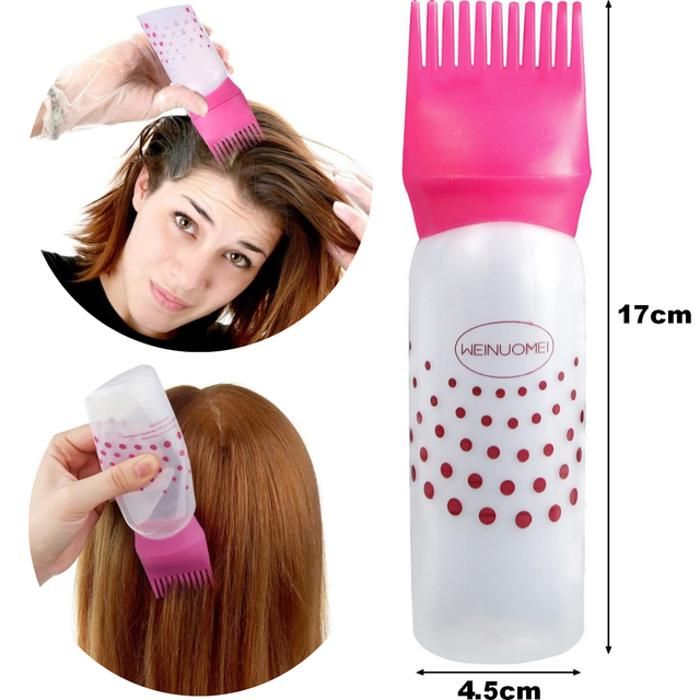 Flacon Distributeur d'huile shampoing applicateur coloration avec peigne