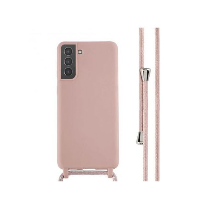 Coque Cordon pour Samsung Galaxy S22 Plus Semi-rigide Lanière Tour du Cou 80cm (Rose)