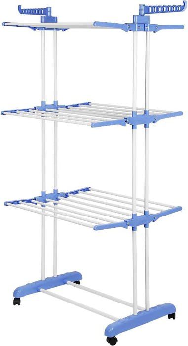 Etendoir à linge rétractable pliable ailes latérales - 4 niveaux