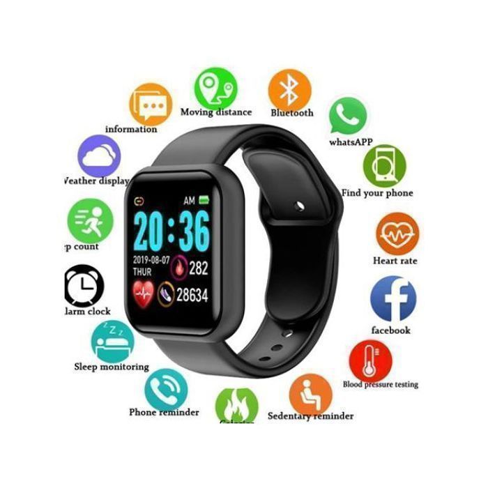 Montre intelligente D20 Noir