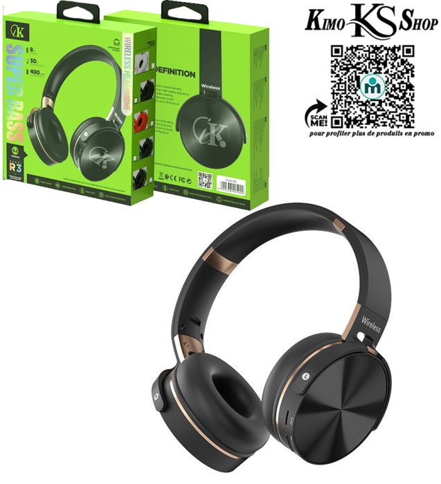 Casque Bluetooth professionnel de jeu transfrontalier et d'appel monté sur la tête avec des basses lourdes