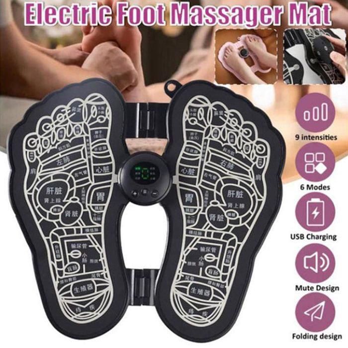 Electric EMS Foot Massager Pad Foldable Foot Massage USB Rechargeable Feet Circulation Massage Pad