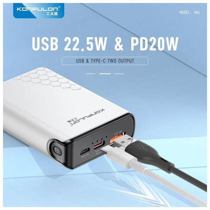 Power bank 10000mAh Slim Chargeur portable Rapide Compatible Tous Smartphone Port Type c Input & Output