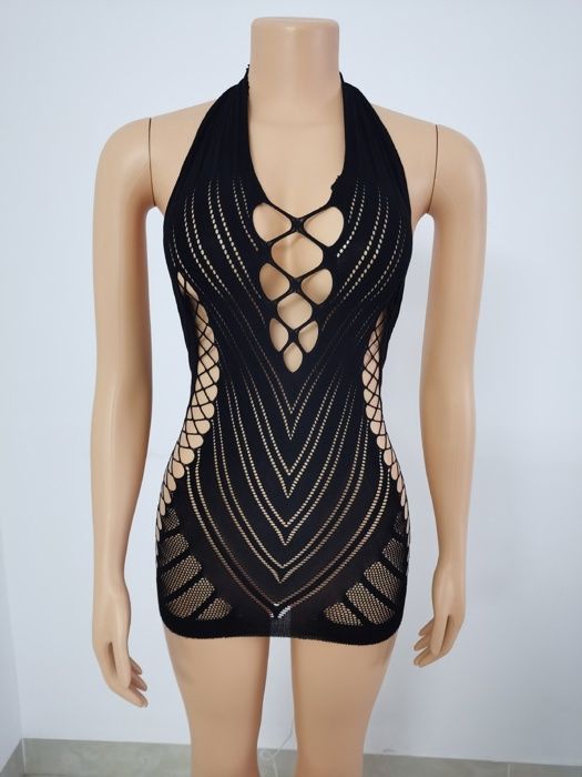 Chemise de Nuit - Bodystocking - Sexy - Polyester - Taille Standard - Couleur Noir
