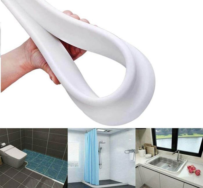 Seuil de Rétention d'Eau en Silicone Autocollante et Pliable - 3M Blanc