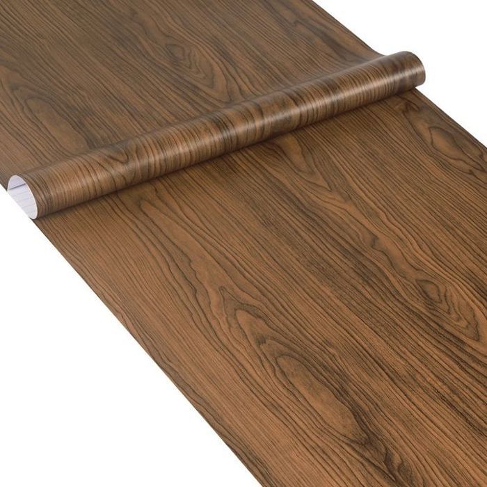 adhesif autocollant 10m/45cm motif boi marron cmarron crémé
