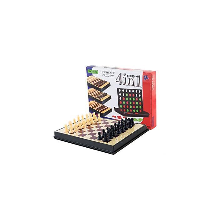 Jeu d'échecs 4 en 1 magnétique polyvalent fonctionnel matériau de recyclage jeu d'échecs (moyen)