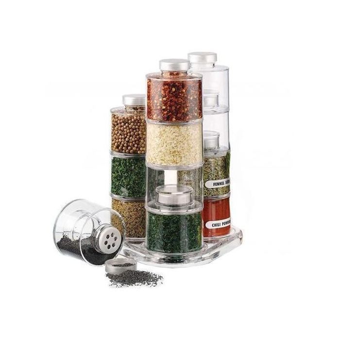 Un ensemble de 12 bouteilles d'épices de cuisine