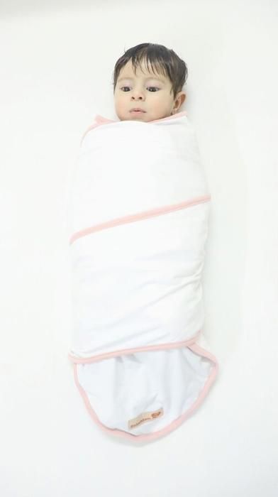 Couverture d'emmaillotage Blanc bordures rose