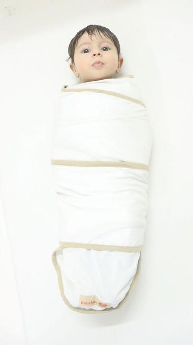 Couverture d'emmaillotage Blanc bordures beige