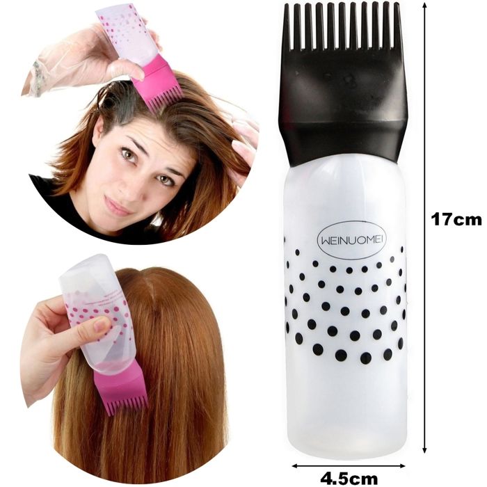 Flacon Distributeur d'huile shampoing applicateur coloration avec peigne
