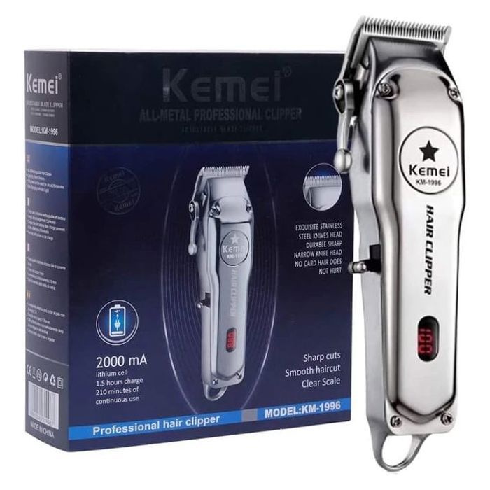 tondeuse à cheveux professionnel machine à couper les cheveux en métal inoxydable Rechargeable, KM-1996