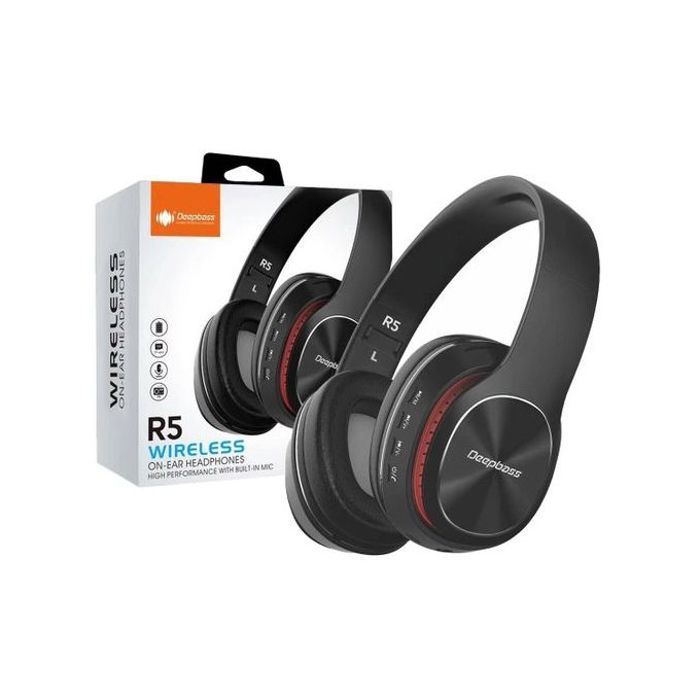 Deep Bass Casque Radio FM Steréo sans Fil V5.0 Son Hifi Mic, 10M, Wireless HeadPhone R5