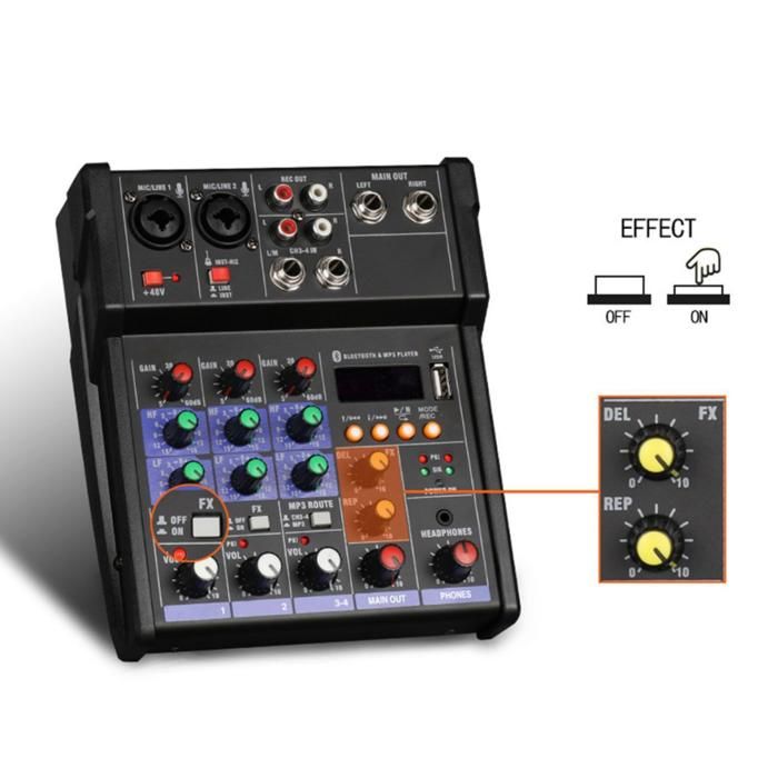 Console de mixage Audio à 4 canaux
