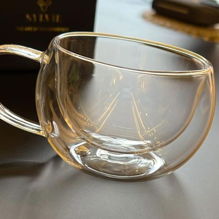 Tasse double paroi 80ml ronde avec poignée