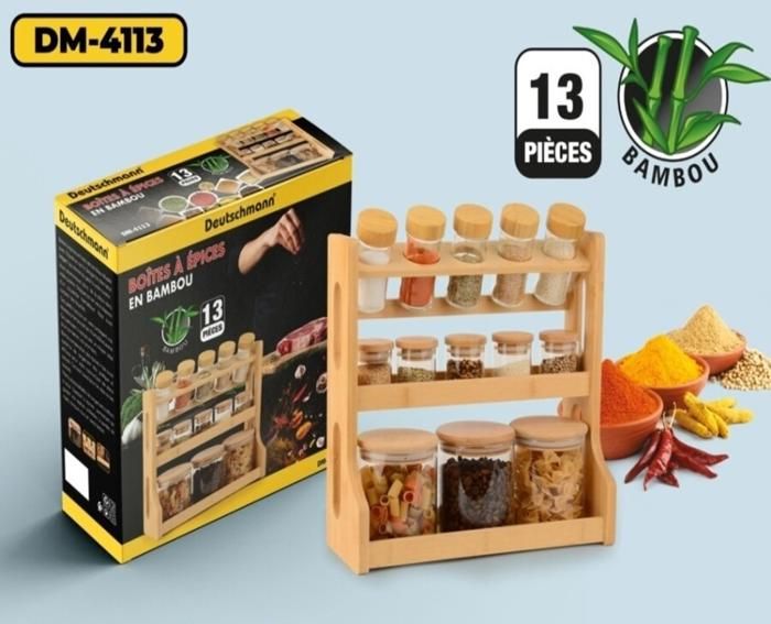 SET DE 13 BOITES A EPICES AVEC BAMBOU DEUTSCHMANN DM-4113