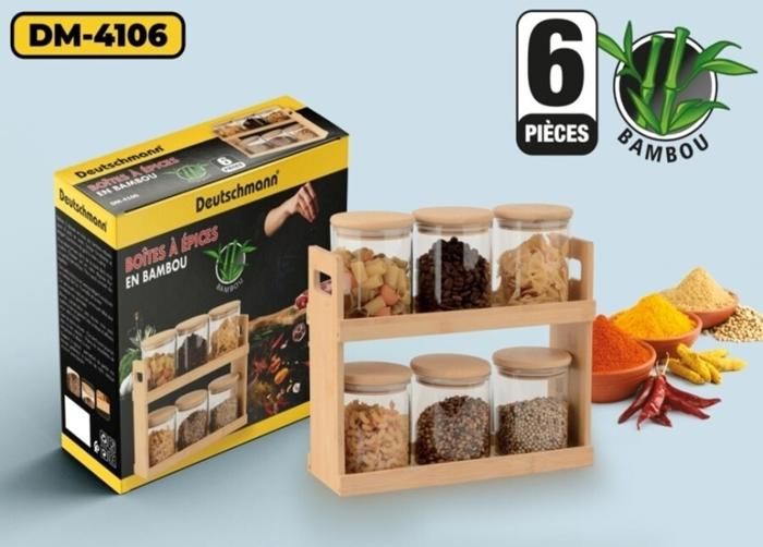 SET DE 6 BOITES A EPICES AVEC BAMBOU DEUTSCHMANN DM-4106