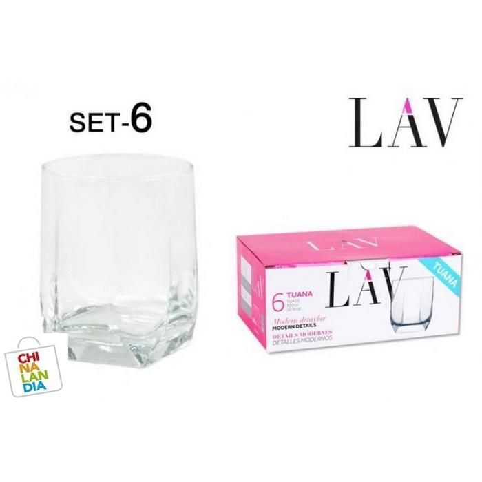 Verres à Eau - TUA FB - Ensemble de 6 - Verre Plat - Couleur Rose - Compatible Lave-Vaisselle