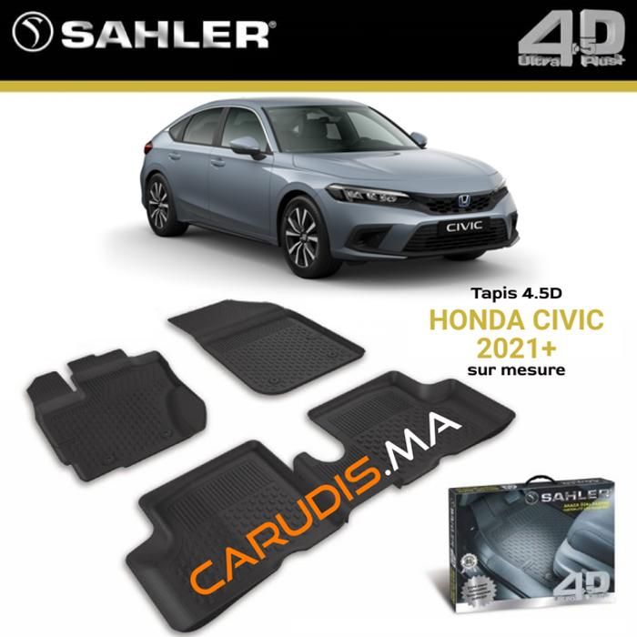 Tapis de voiture - SAHLER - Honda Civic - Sur mesure - Antidérapant - Imperméable