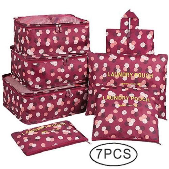 7 pièces Sac de Rangement Portable de Valise, Organisateur de Vêtements pour Voyage