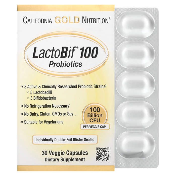 Probiotiques LactoBif 100, 100 milliards d'UFC, 30 capsules végétales