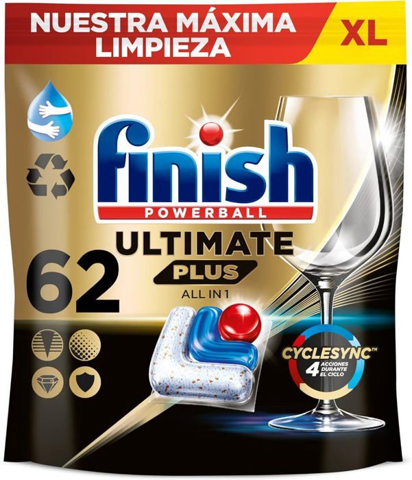 Finish Powerball Ultimate Plus all in 1,62 capsules pour lave-vaisselle