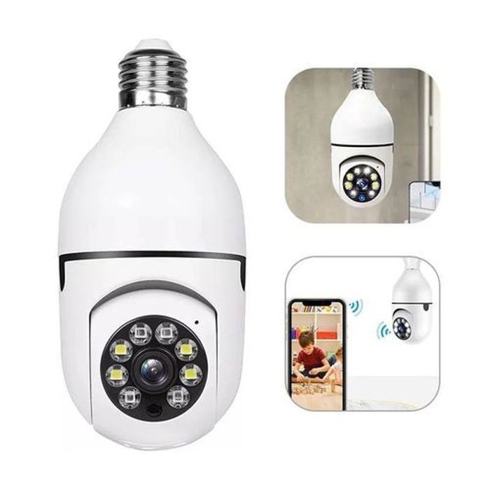 Caméra de sécurité - Ampoule - 360 degrés - 1080P - Vision nocturne - WiFi sans fil