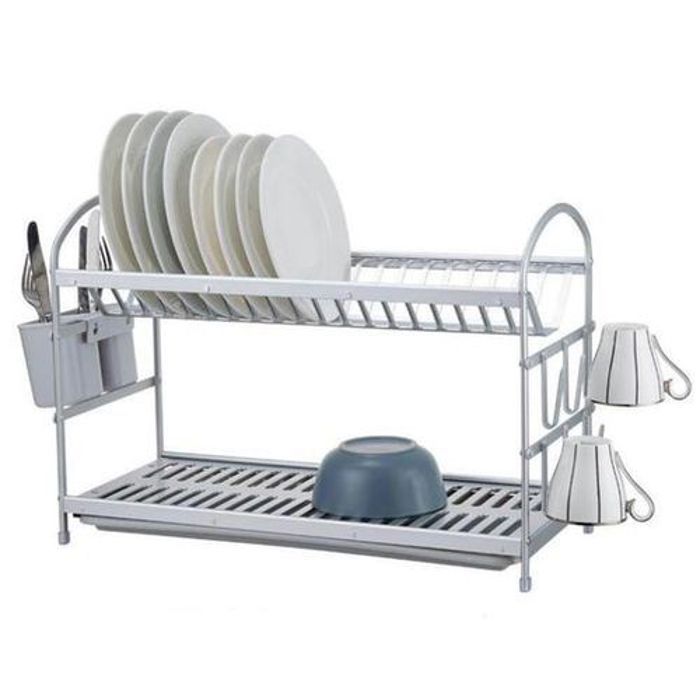 Égouttoir à vaisselle à 2 niveaux en aluminium