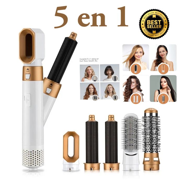 Sèche-Cheveux, Original Multifonction anti-static 5 En 1.Lisseur et Boucleur en Céramique.