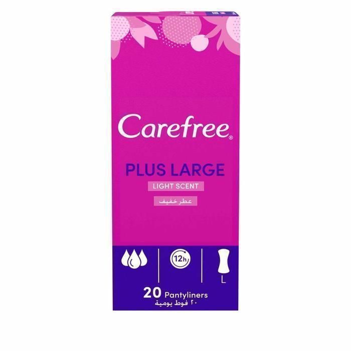 Protège-slips - CAREFREE - Grand Format - Non parfumé - Protection longue durée - 12h de contrôle des odeurs