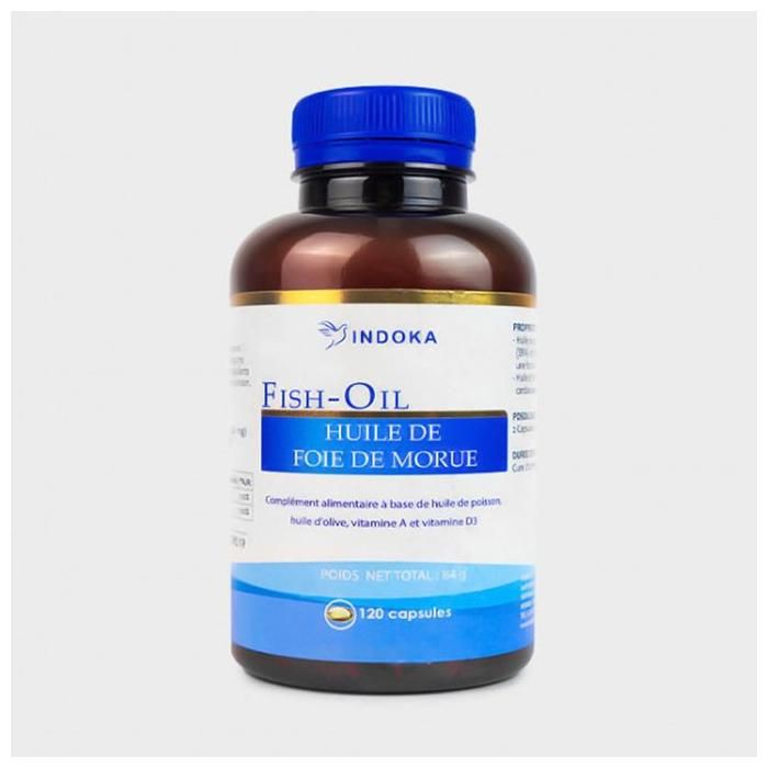 INDOKA Huile de foie de morue Riche en Omega 3 120 Capsules