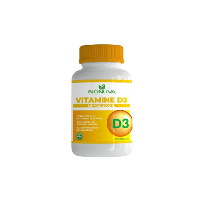 Vitamine D3 musculaire saine, la santé des os le soutien immunitaire, 125 mcg (5 000 UI) 60 gélules de gélatine de poisson