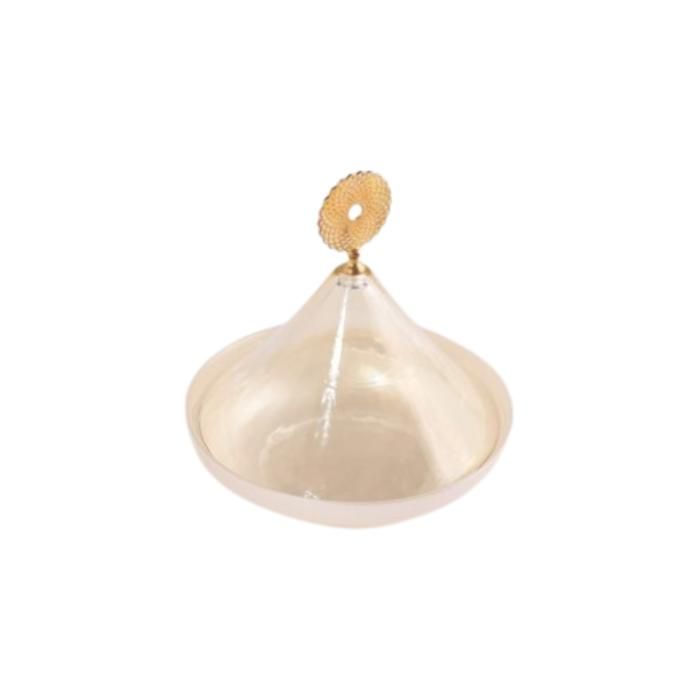 DOME TAJINE EN VERRE BLANC GOLD L