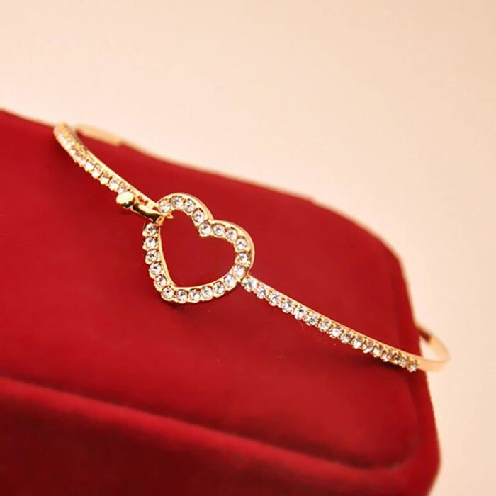 bracelet Gourmette cœur doré
