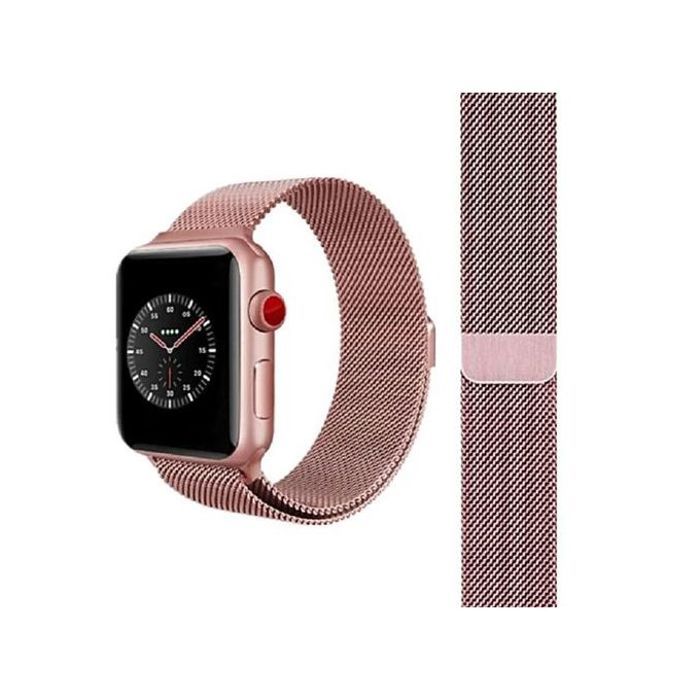 bracelet Apple Watch, Bracelet milanais en acier inoxydable avec verrou magnétique pour Apple Watch 42/44/45/49 MM - Rose
