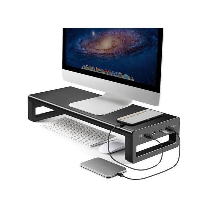 Support PC Ordinateur Portable moniteur acier 4 port USB 3.0