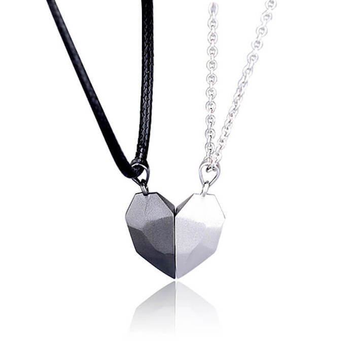 ensemble de 2 colliers cœur magnétique séparable pour les Couples