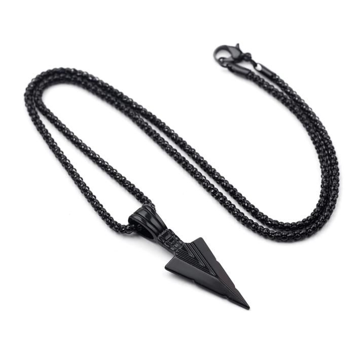 Collier pendentif flèche noir