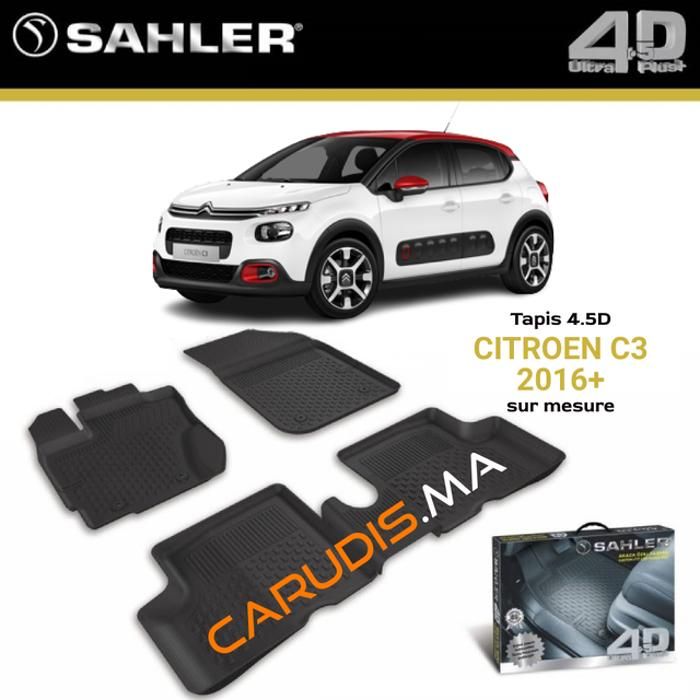 Tapis sur mesure - SAHLER - Citroën C3 - Antidérapant - Imperméable - Ajustement Laser 3D
