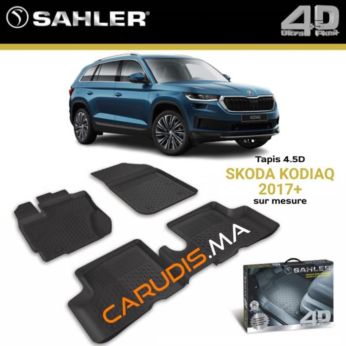 Tapis sur mesure - SAHLER - Kodiaq - Imperméable - Antidérapant - Noir