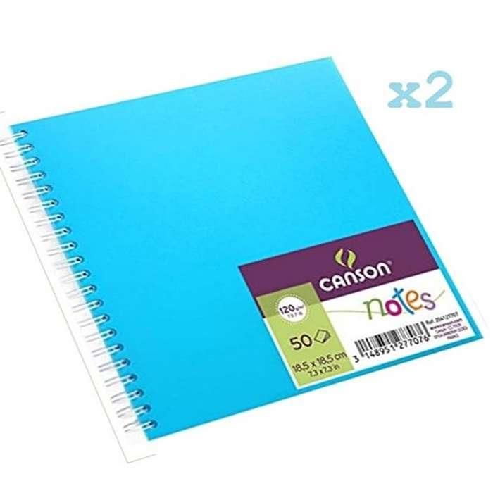 2 Carnets Dessin Croquis spirale 18,5x18,5 cm,50 feuilles Extra blanc 120g/m2