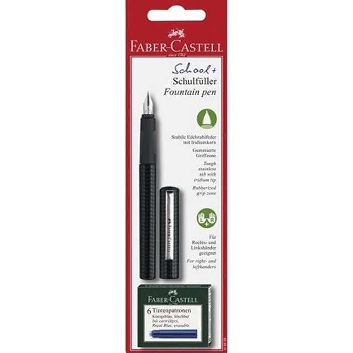 Stylo à plume éducatif noir avec 6 cartouches recharges encre bleu roi effaçable