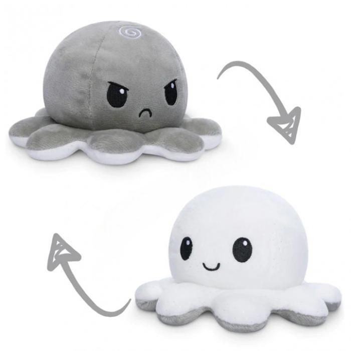 Pieuvre Poulpe Peluche Octopus Réversible Content et en Colère-idée cadeau
